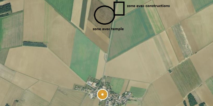 Localisation villas gauloises et romaines Titre Localisation du Temple Gallo-Romain Source Christophe Devilliers