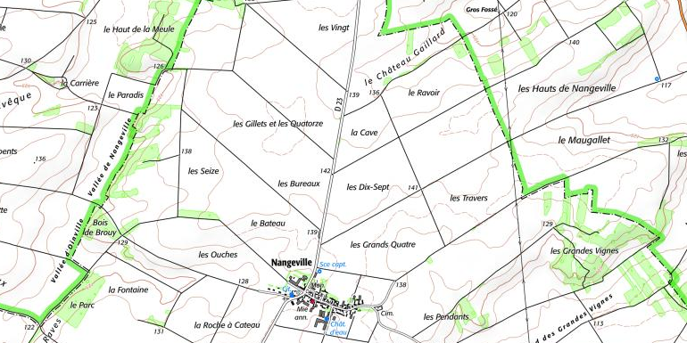 Carte IGN recente (Source Geoportail – IGN)