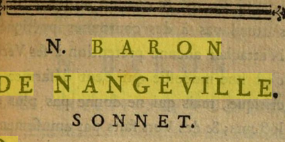 Sonnet du Baron de Nangeville – Annales poetiques ou almanach des muses, 1780 (Google)
