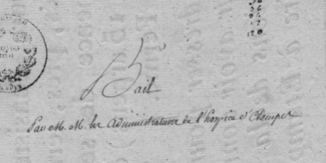 Bail Huet-Froc et Hospice d’Etampes – 1806