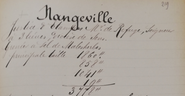 Impots a Nangevlle vers 1770-1775