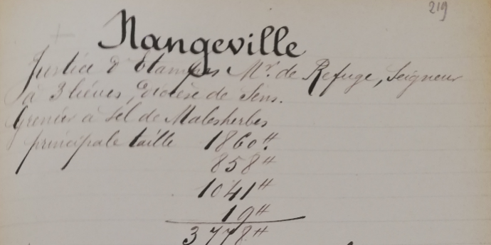 Impots a Nangevlle vers 1770-1775